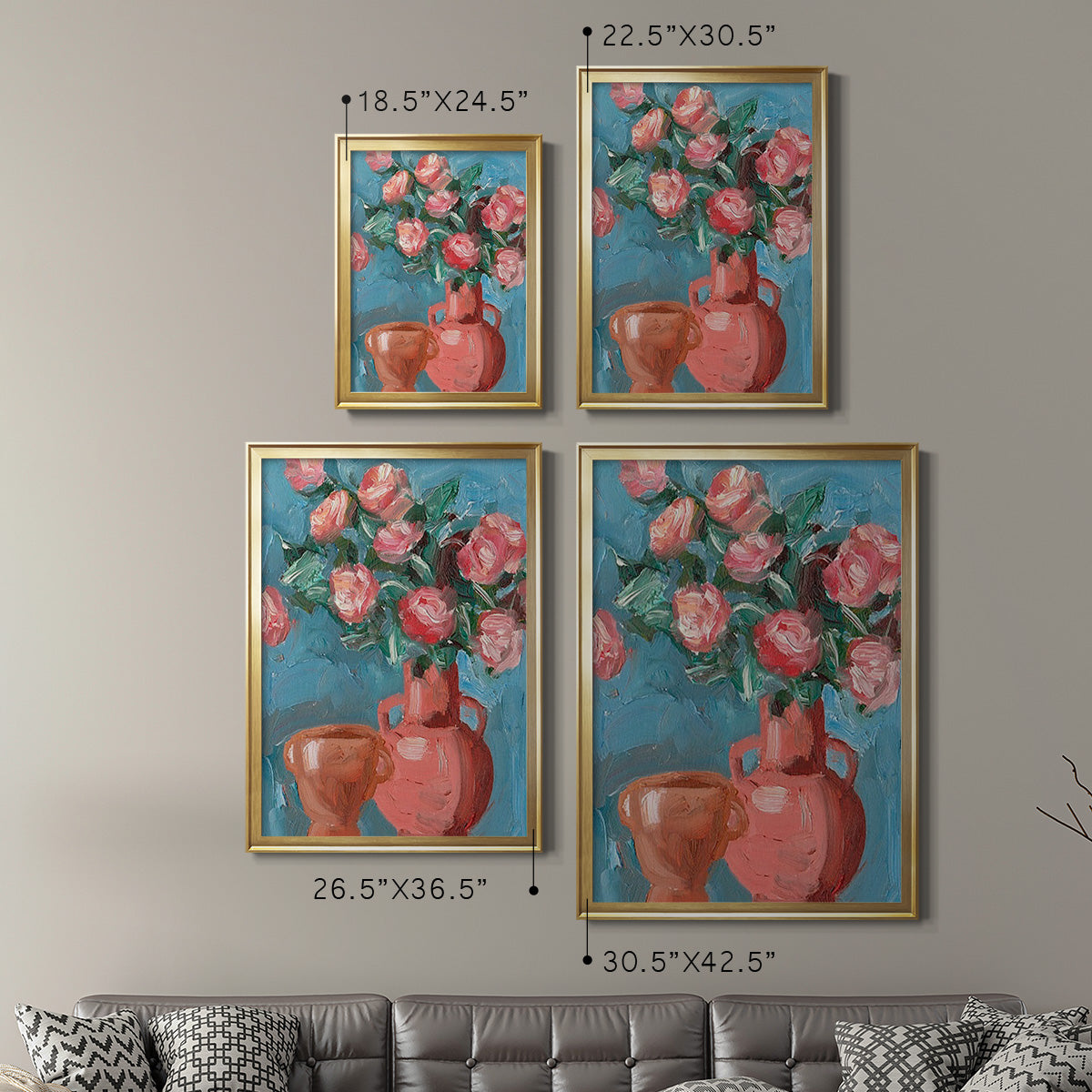 Rosa Blooms I - Modern Framed Canvas Print