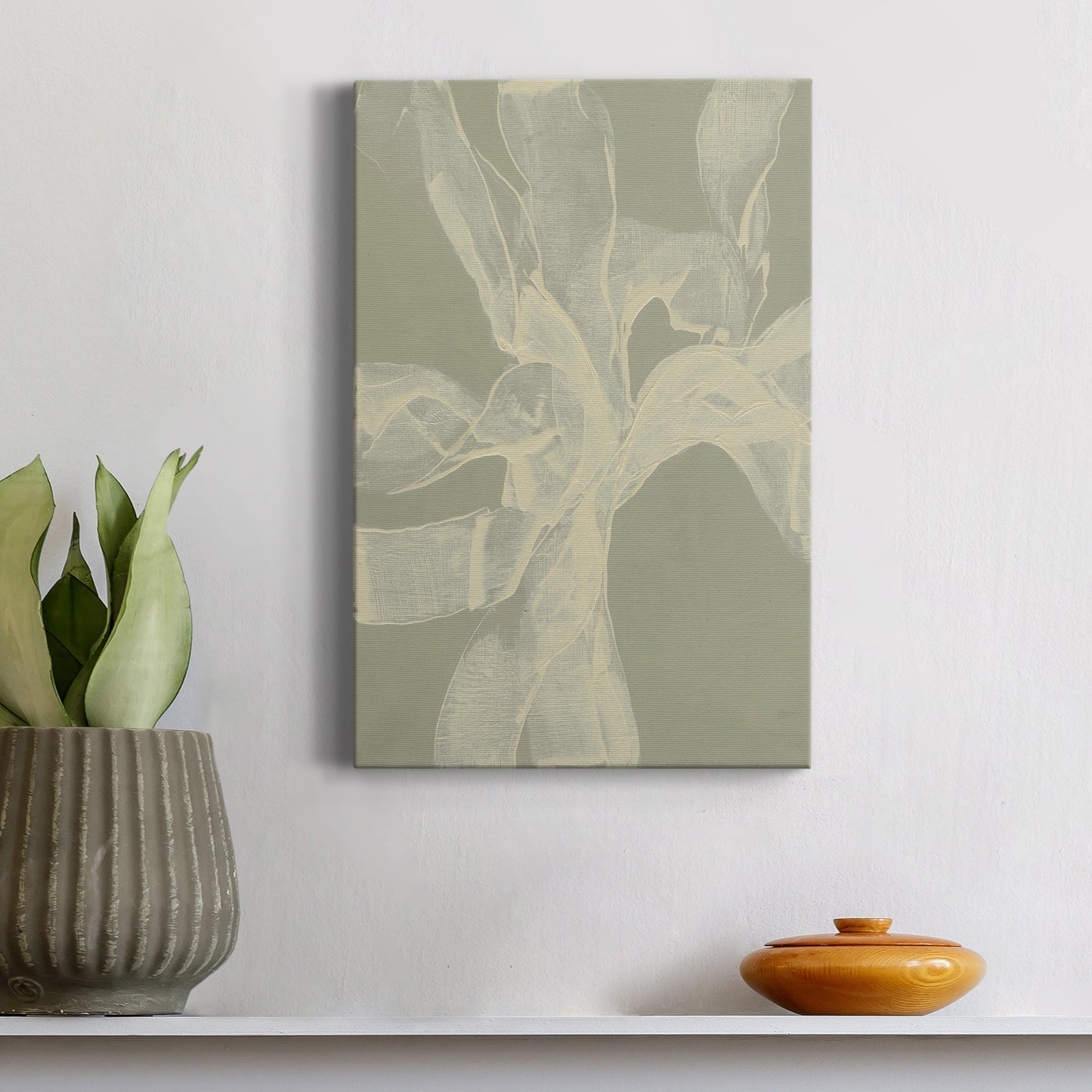 White Ribbon on Celadon II - Canvas Art Print