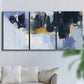 Three-panel canvas wall art featuring icy abstract arctic ledge, displayed in a living room above a sofa.