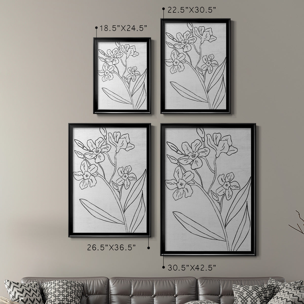 Botanical Sketch II - Modern Framed Canvas Print