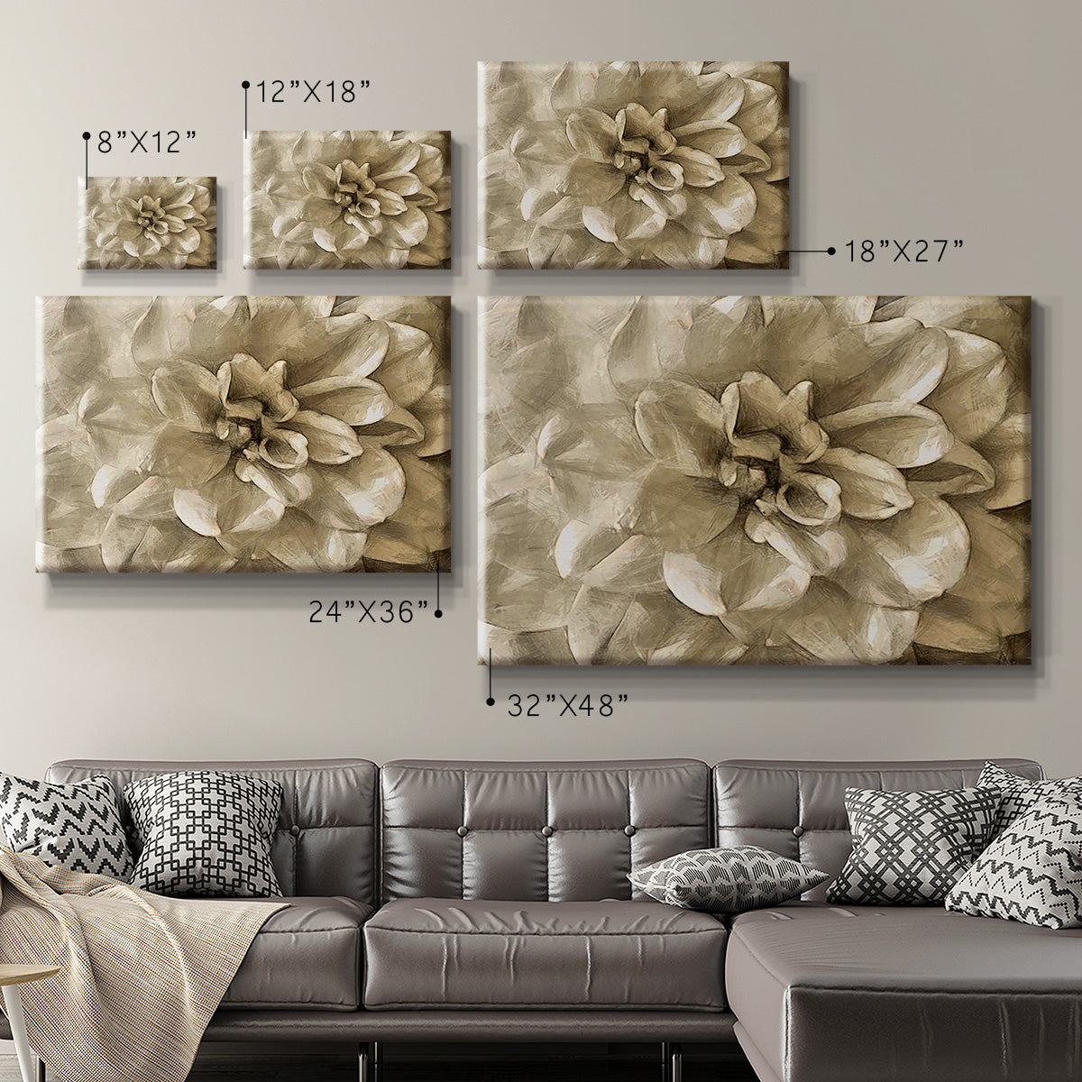 Neutral Wall Flower III - Canvas Art Print
