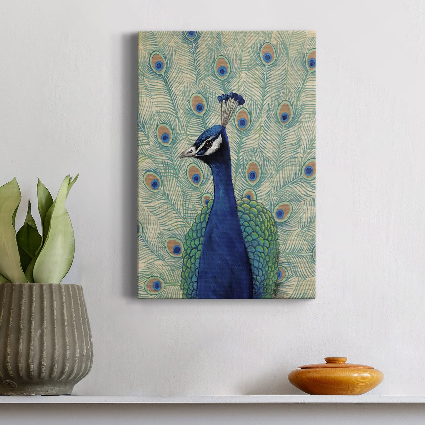 Blue Peacock II Premium Gallery Wrapped Canvas - Ready to Hang