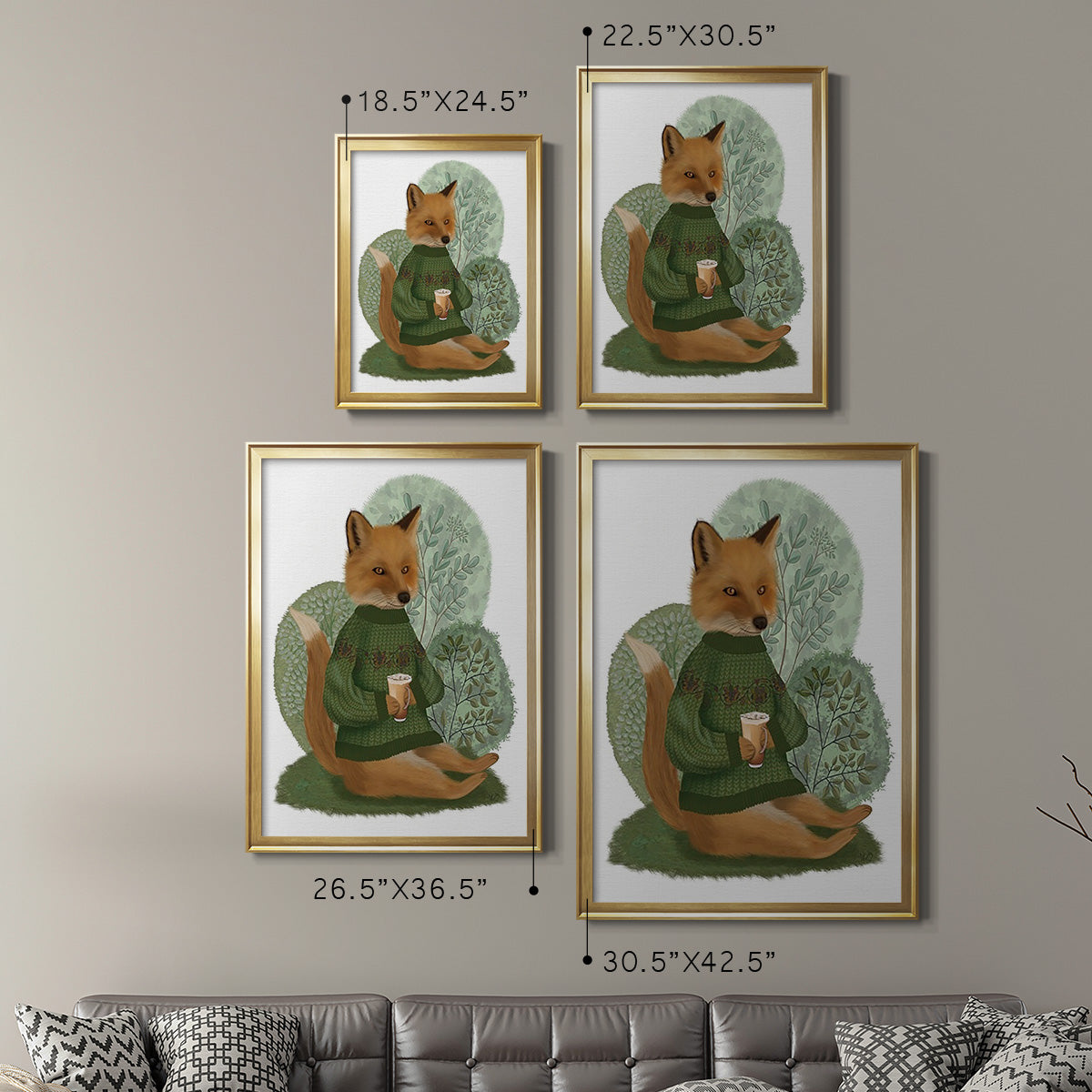 Latte Fox in Sweater - Modern Framed Canvas Print