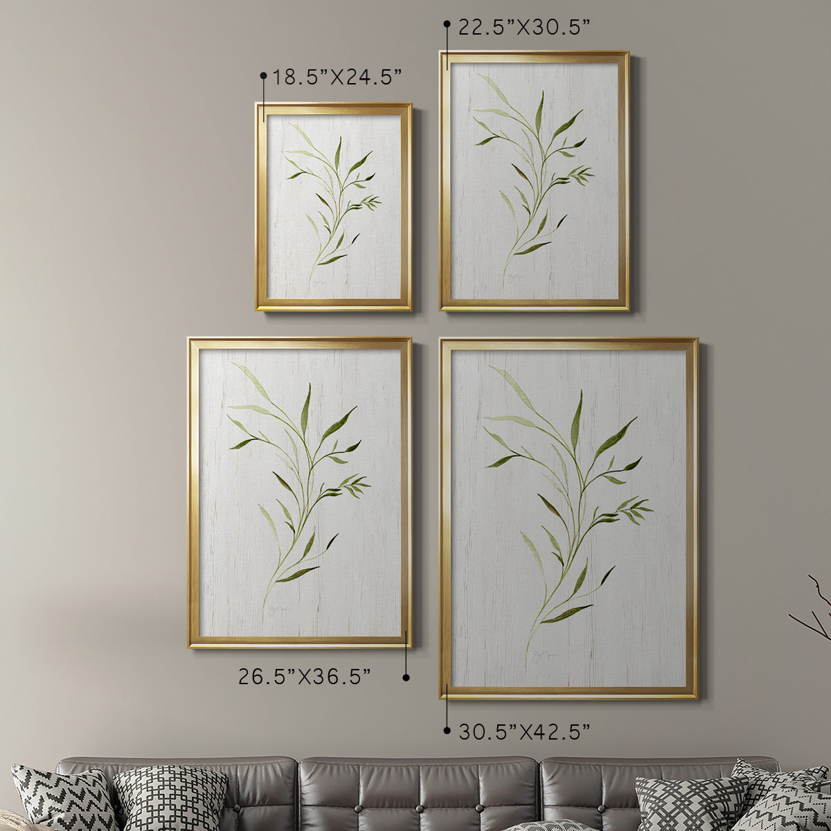 Windblown Leaves II - Modern Framed Canvas Print