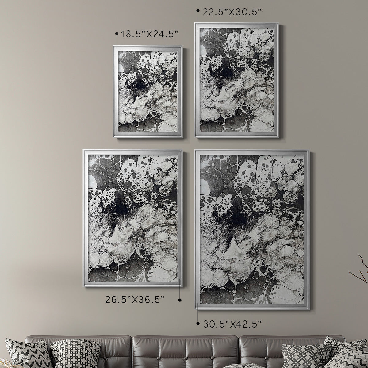 Marbling IX - Modern Framed Canvas Print