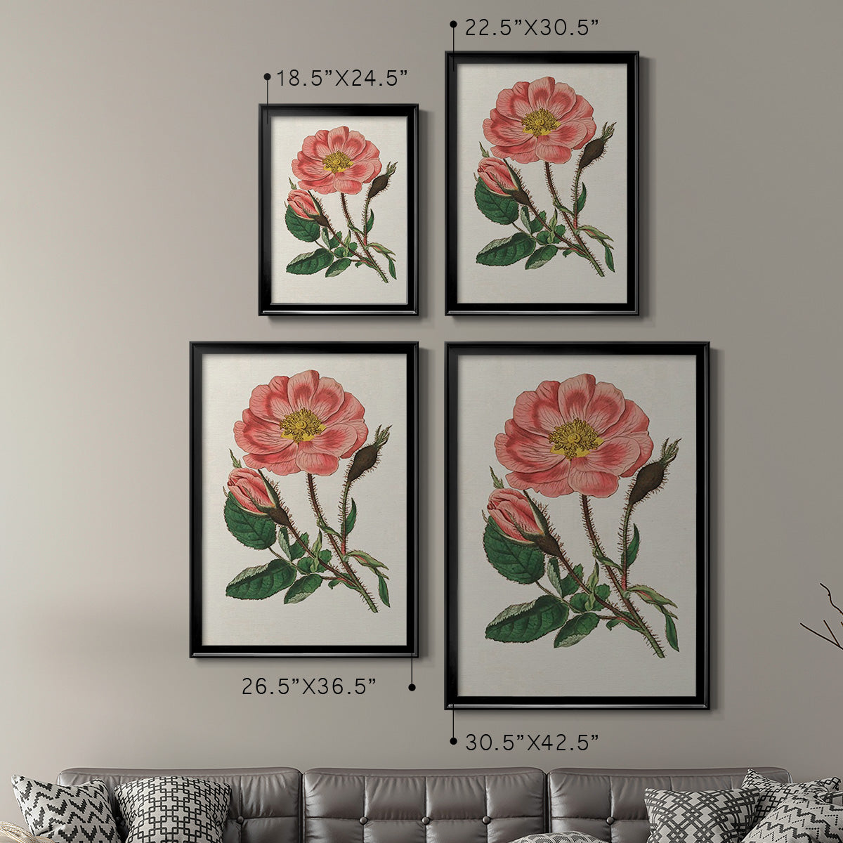Pink Floral Mix IX - Modern Framed Canvas Print