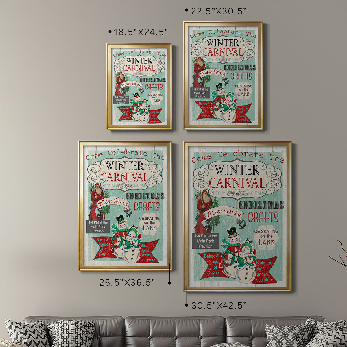 Bright Christmas Carnival - Modern Framed Canvas Print