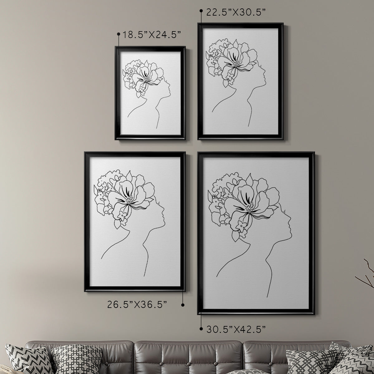Fashion Floral Sketch I - Modern Framed Canvas Print