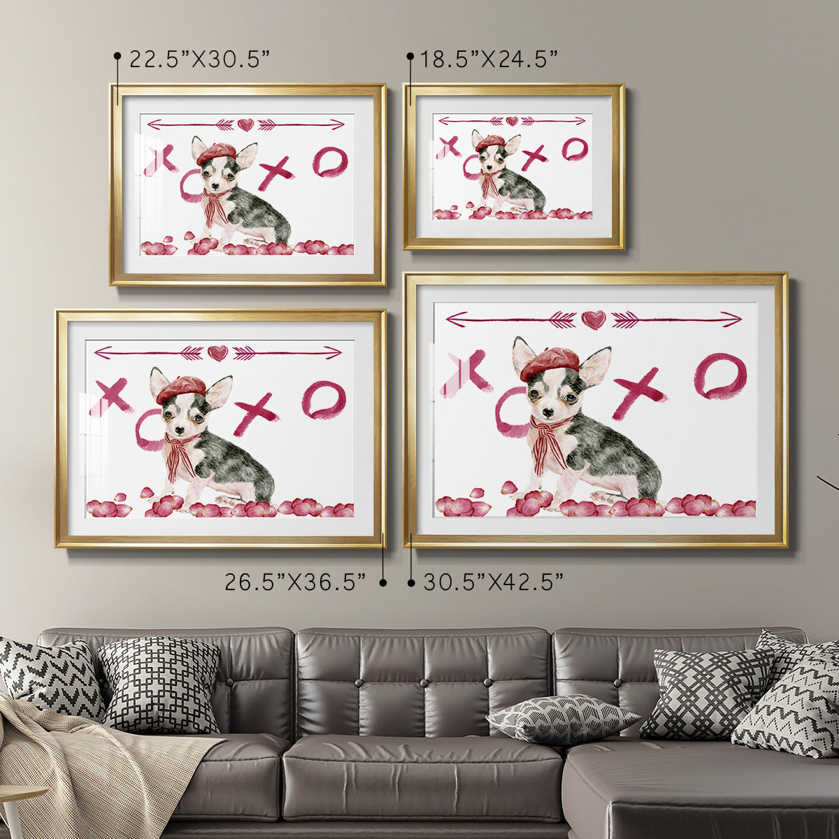 Puppy Valentine Collection A - Modern Framed Art Print