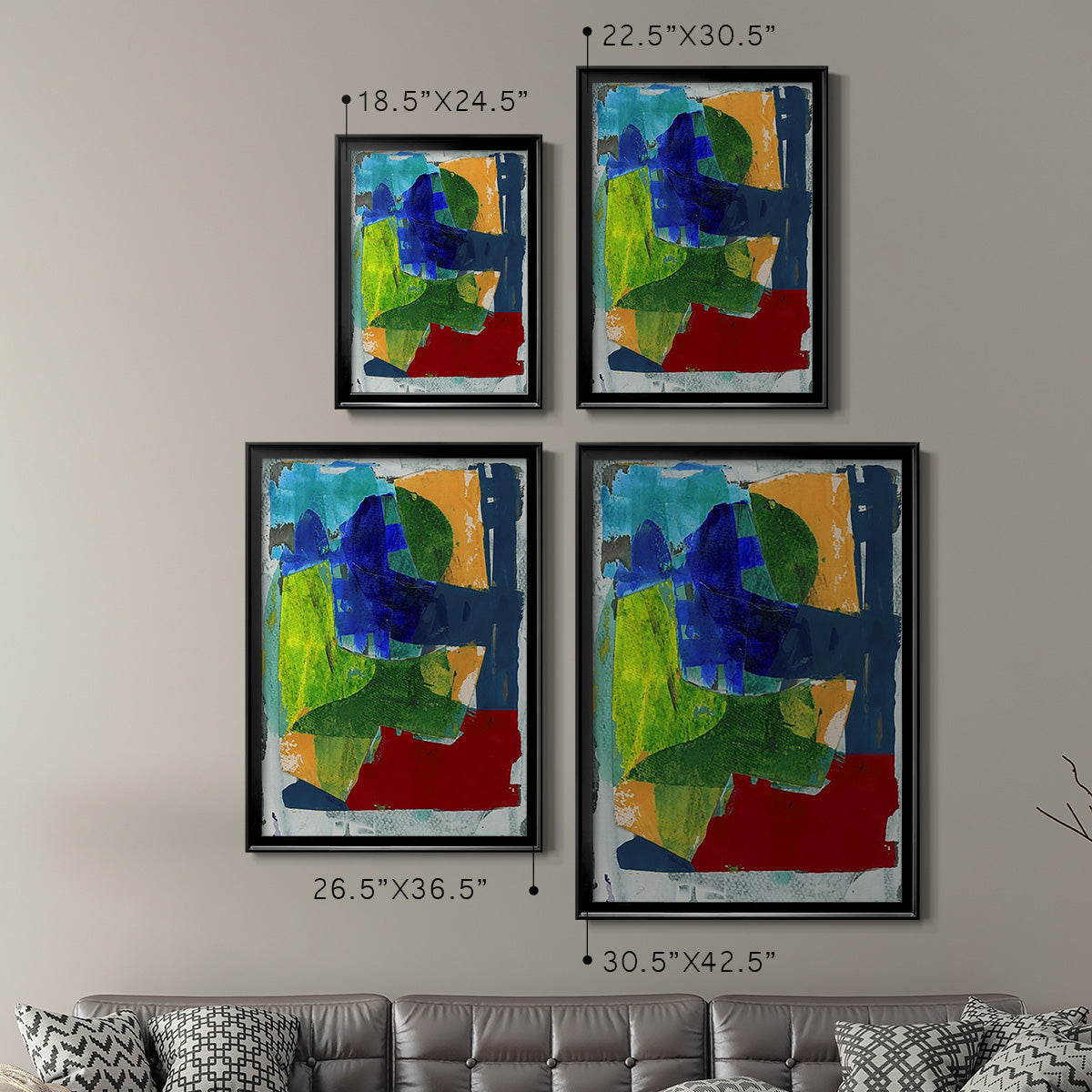 Brights Strokes II - Modern Framed Canvas Print