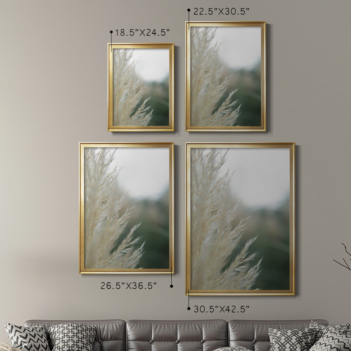 Subtle Grasses I - Modern Framed Canvas Print