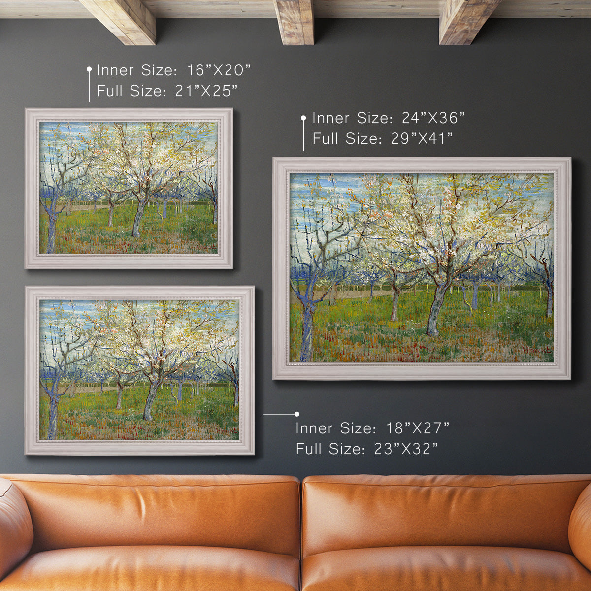 Orchard With Blossoming Apricot Trees - Ornate Framed Canvas Print