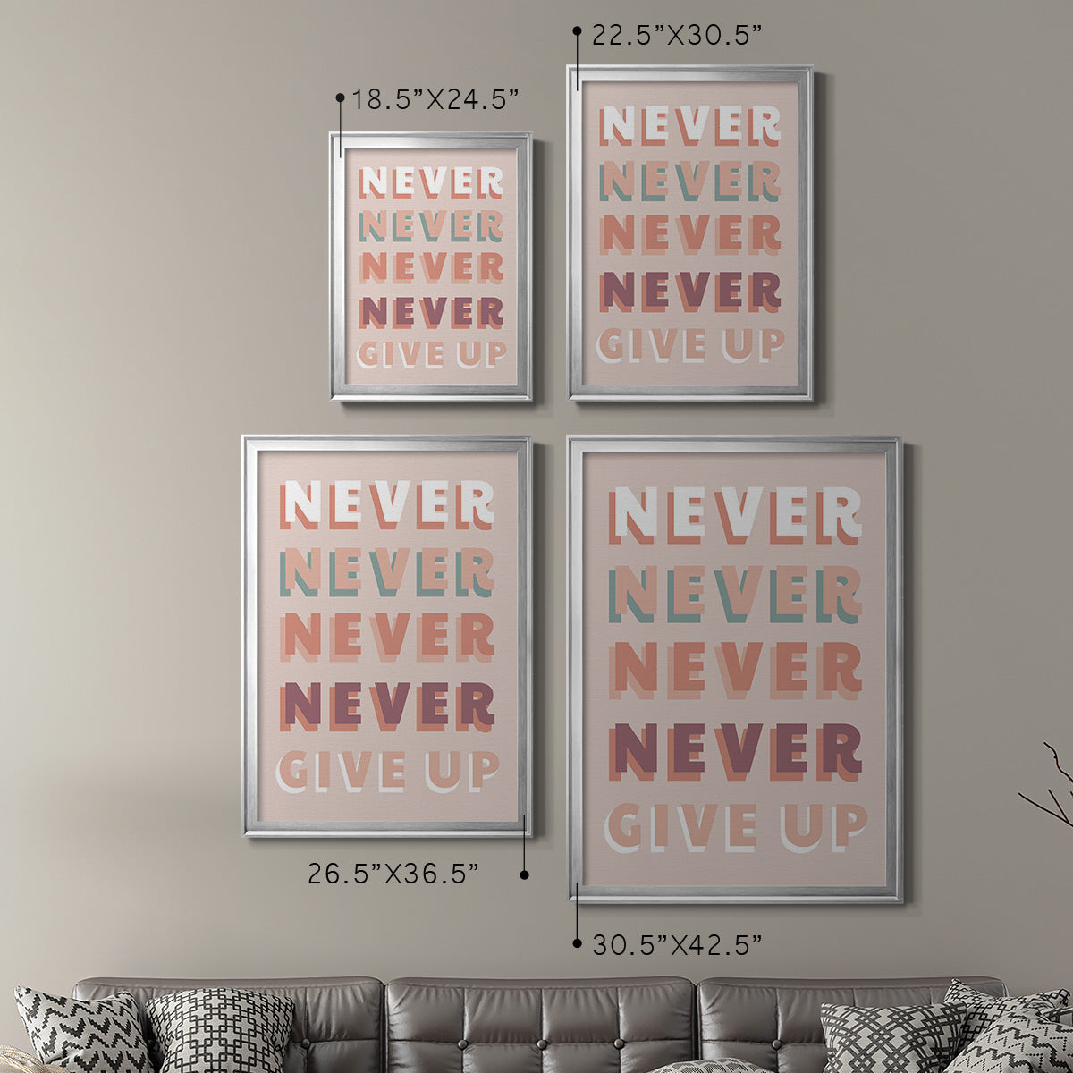 Never Give Up - Modern Framed Canvas Print