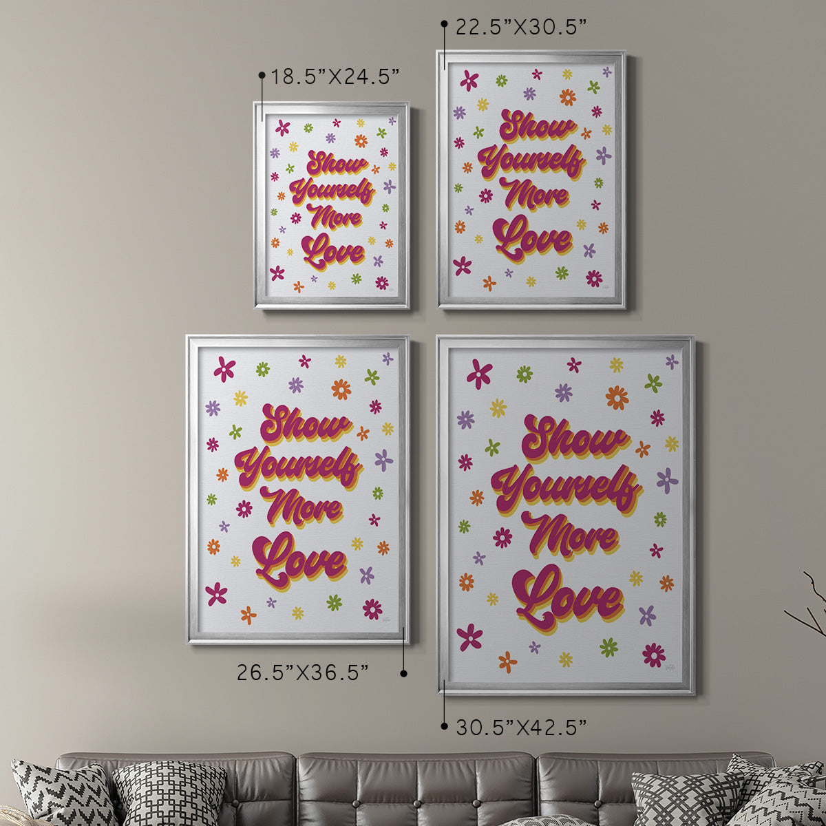 Show Yourself More Love - Modern Framed Canvas Print