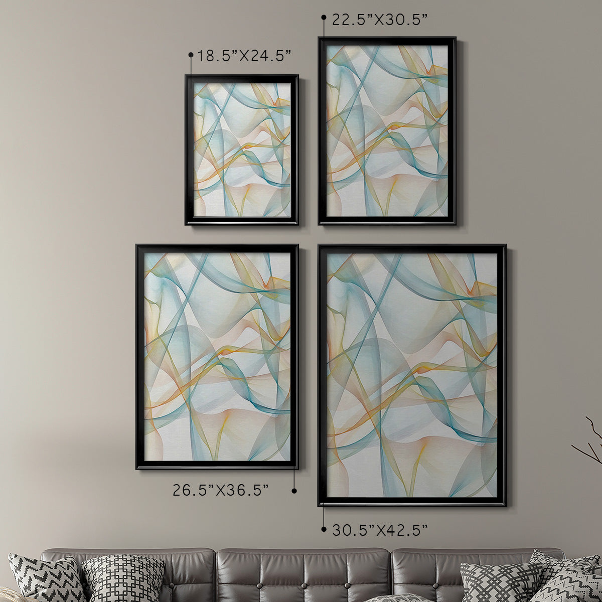 Curves and Waves IV - Modern Framed Canvas Print
