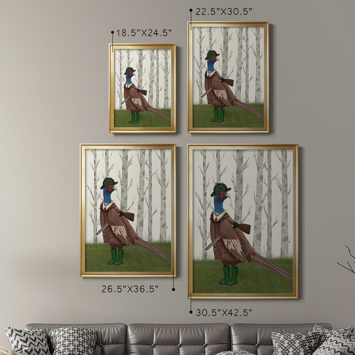 Pheasant Shooting Party 5 - Modern Framed Canvas Print