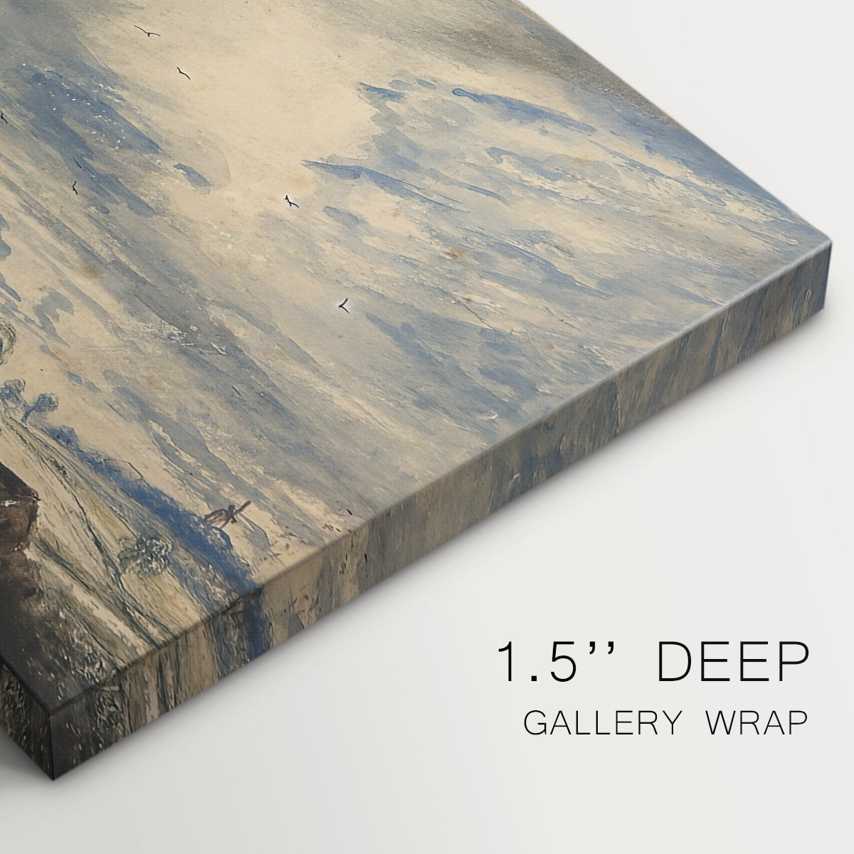 Canvas art print of a rural mill beside water surrounded by trees, highlighting texture and gallery-wrapped edges