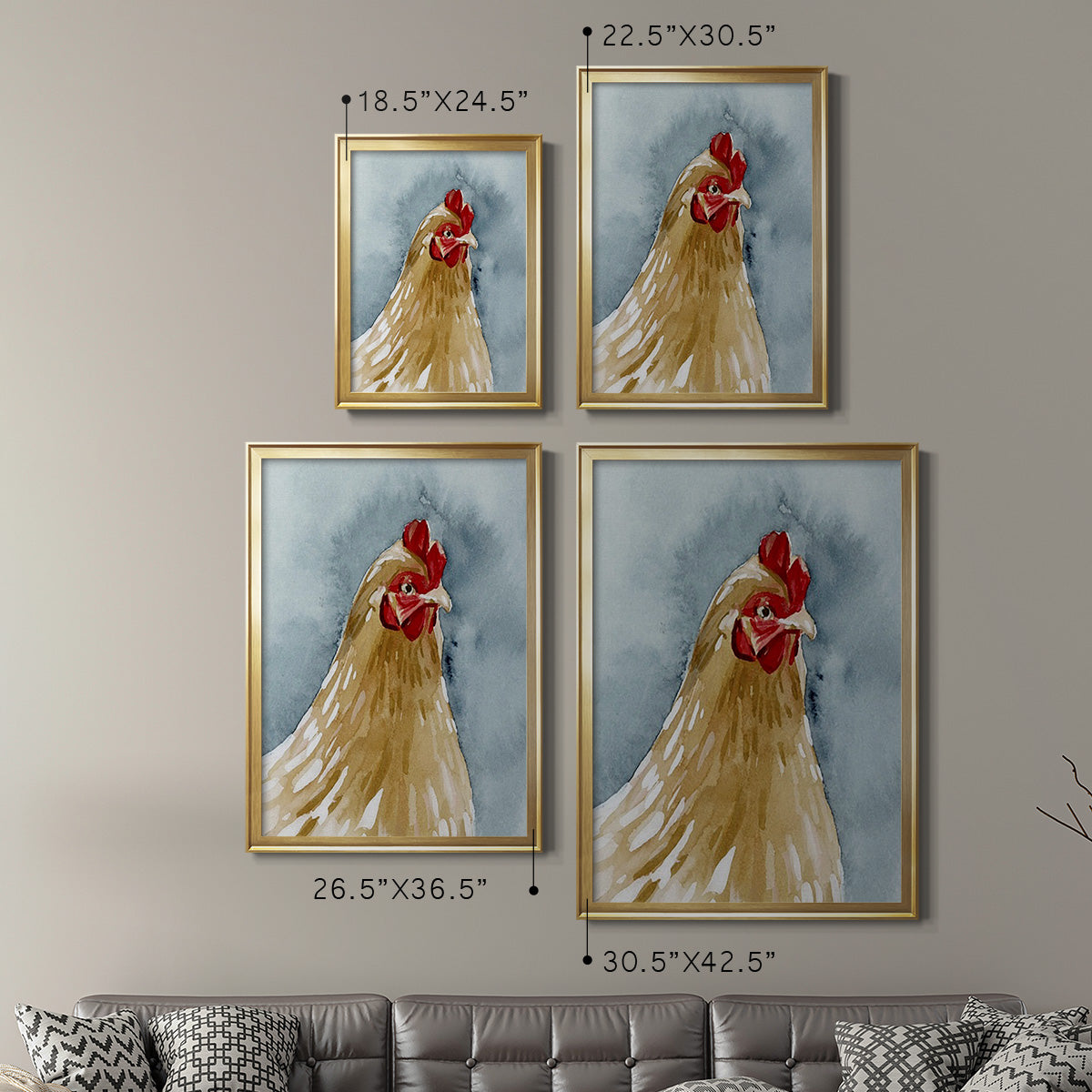 Chicken Portrait II - Modern Framed Canvas Print