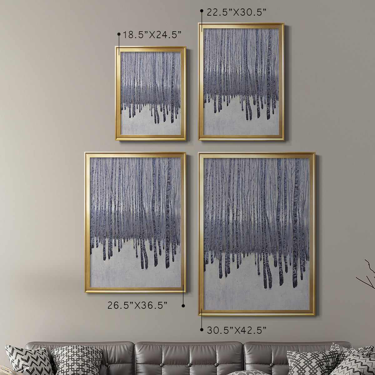 Bare Trees in Winter I - Modern Framed Canvas Print