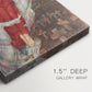 Close-up of a gallery-wrapped canvas corner showing a vivid scene with symbolic meaning and strong presence, highlighting texture and print detail.