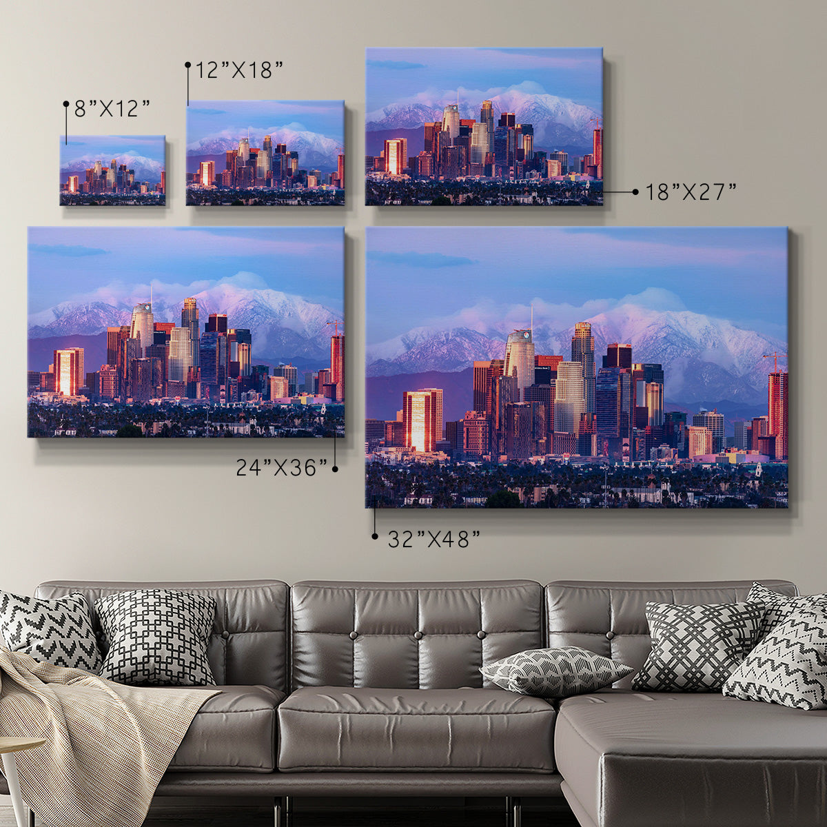 Downtown Los Angeles Skyline with Snow - Canvas Art Print