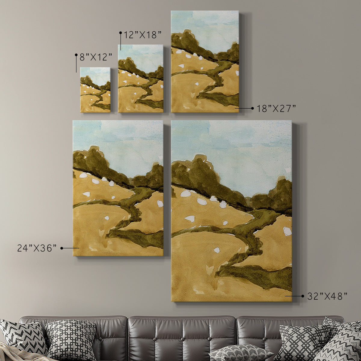 Scattered Sheep II Premium Gallery Wrapped Canvas - Ready to Hang