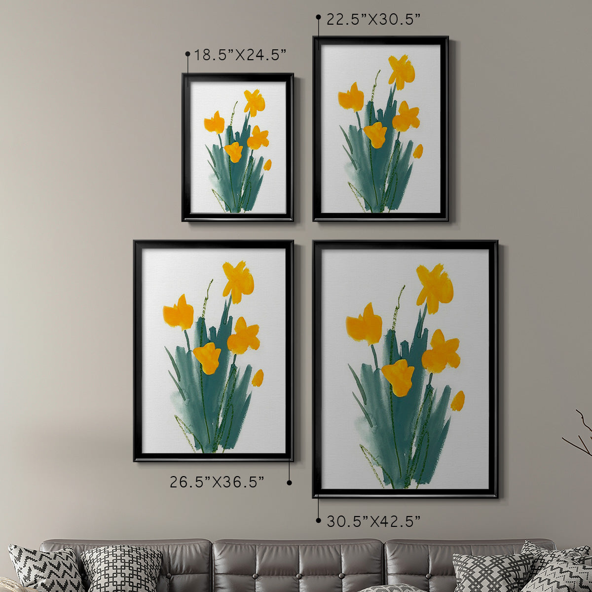 Daffodil Bunch II - Modern Framed Canvas Print