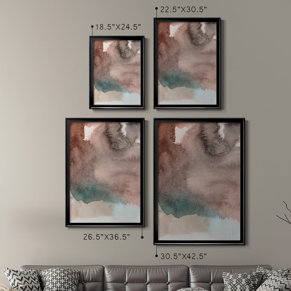 Red Ochre Abstract I - Modern Framed Canvas Print