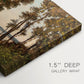 Canvas art print of a riverbank lined with trees and vegetation beside calm flowing water, highlighting texture and gallery-wrapped edges