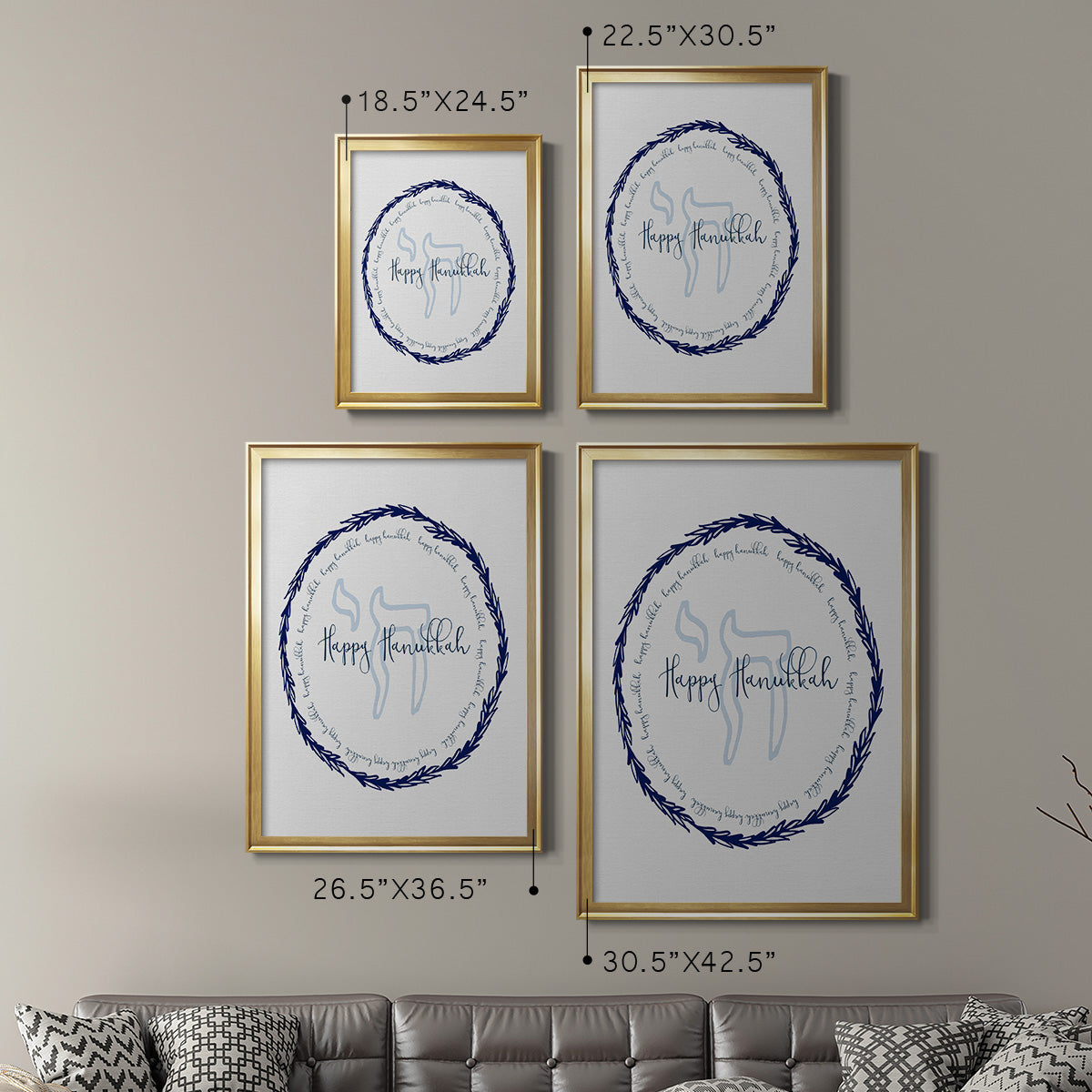 Hanukkah Go Round - Modern Framed Canvas Print