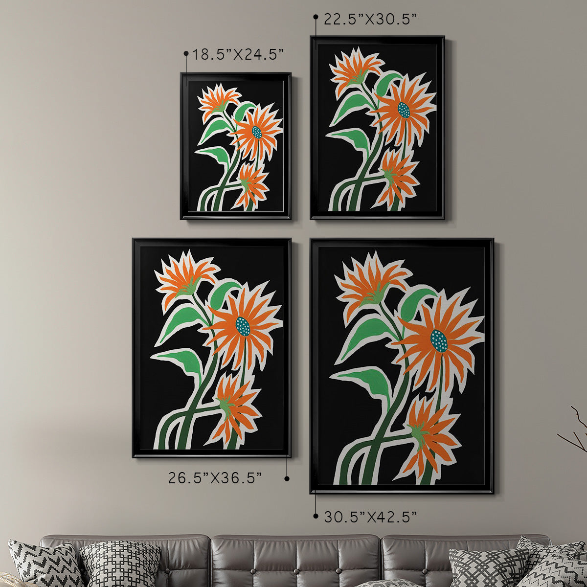 Pop Flowers III - Modern Framed Canvas Print