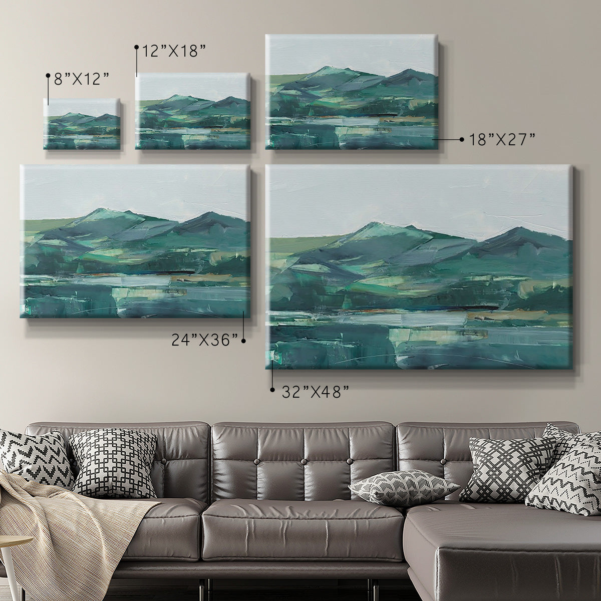 Green Grey Mountains II Premium Gallery Wrapped Canvas - Ready to Hang