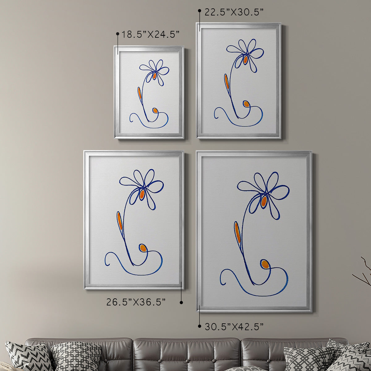 Wobbly Blooms II - Modern Framed Canvas Print