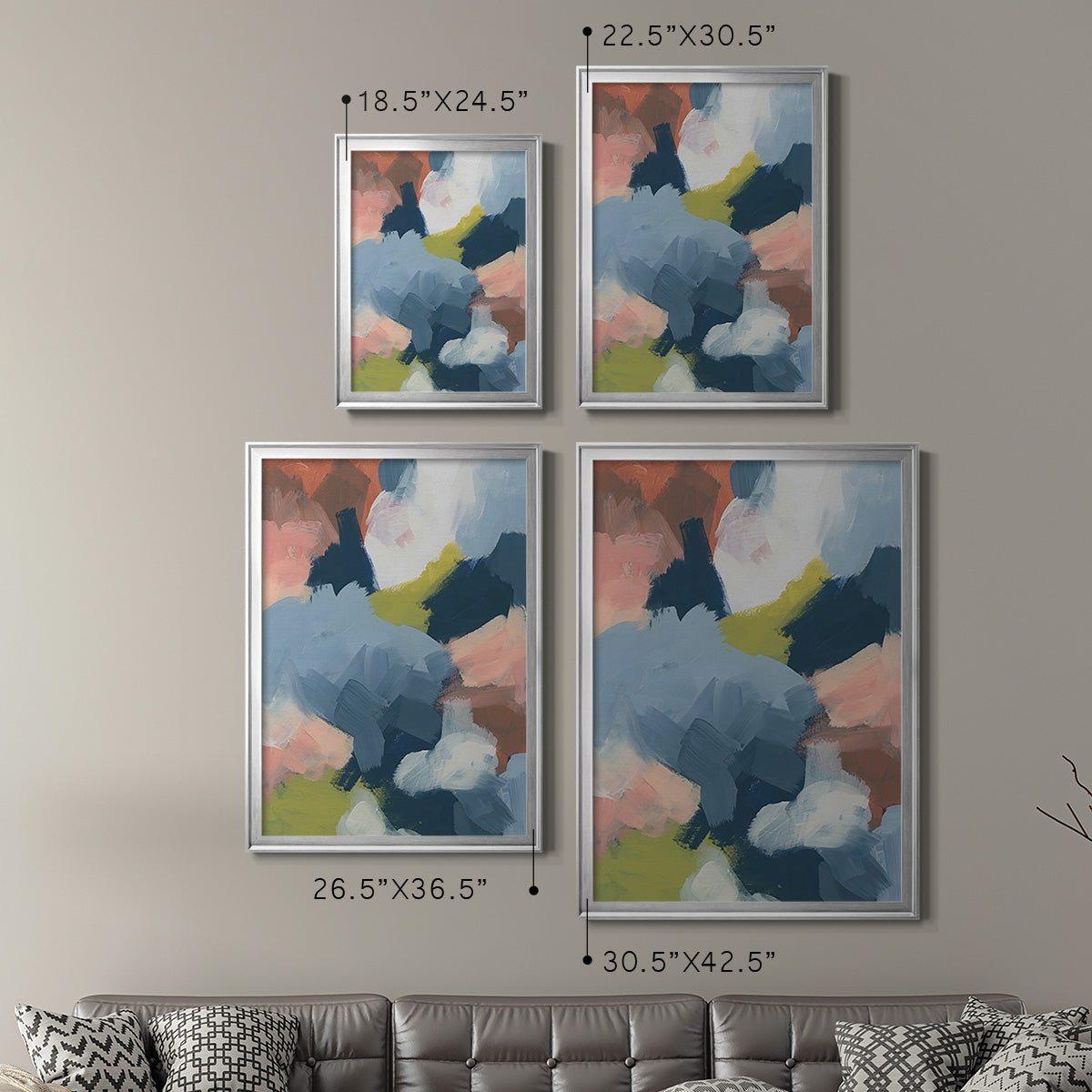 Soft Indigo Atmosphere I - Modern Framed Canvas Print