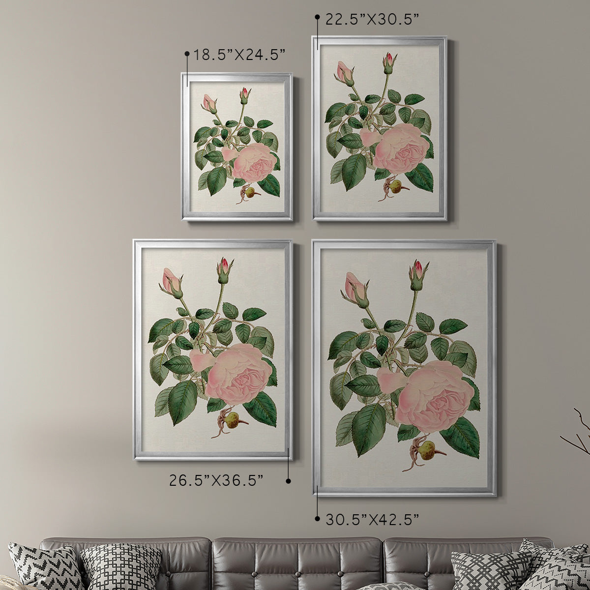 Pink Floral Mix II - Modern Framed Canvas Print