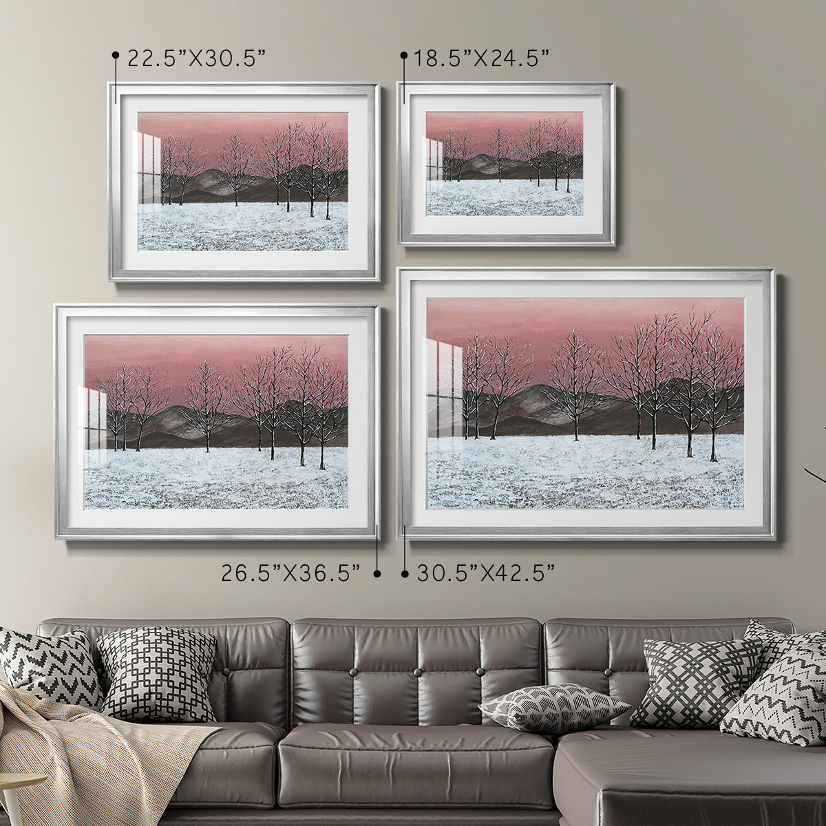 Sunset Snowfall II - Modern Framed Art Print