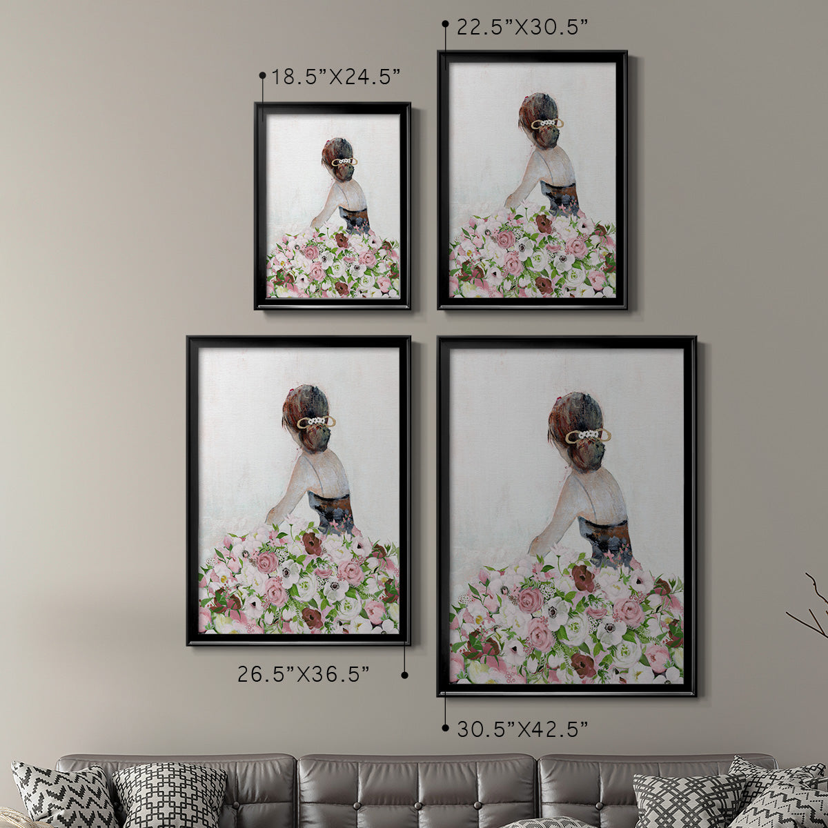 Beautiful Floral Contemplation II - Modern Framed Canvas Print