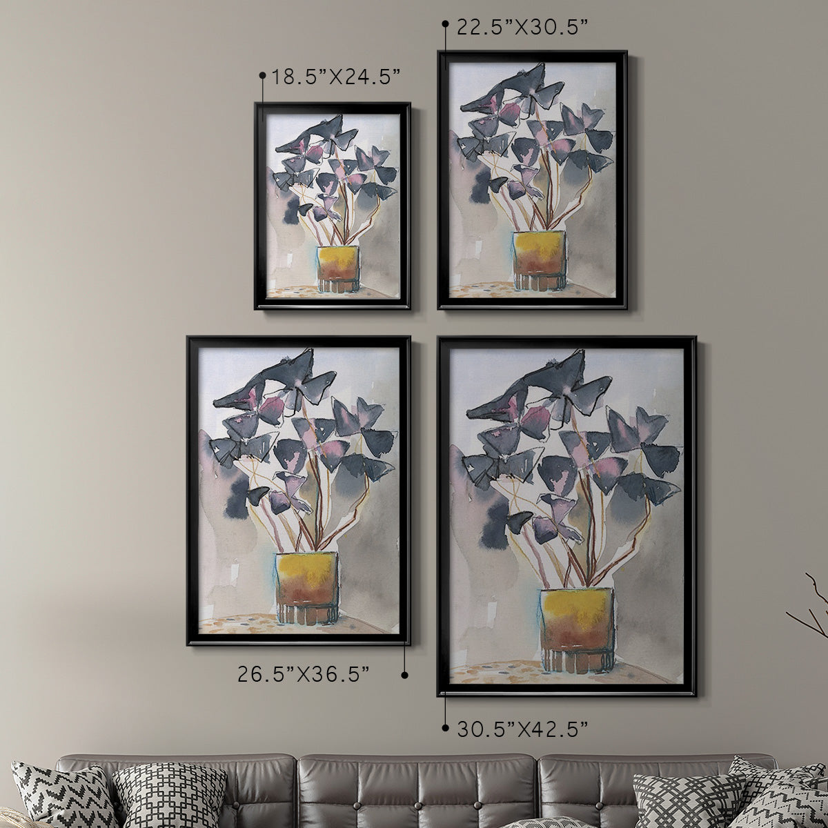 Oxalis in Vase II - Modern Framed Canvas Print