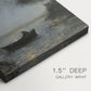 Close-up of a gallery-wrapped canvas corner showing a moody landscape with subtle contrast and depth, highlighting texture and print detail.
