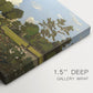 Canvas art print of a landscaped garden with trees, water, and open sky in peaceful setting, highlighting texture and gallery-wrapped edges