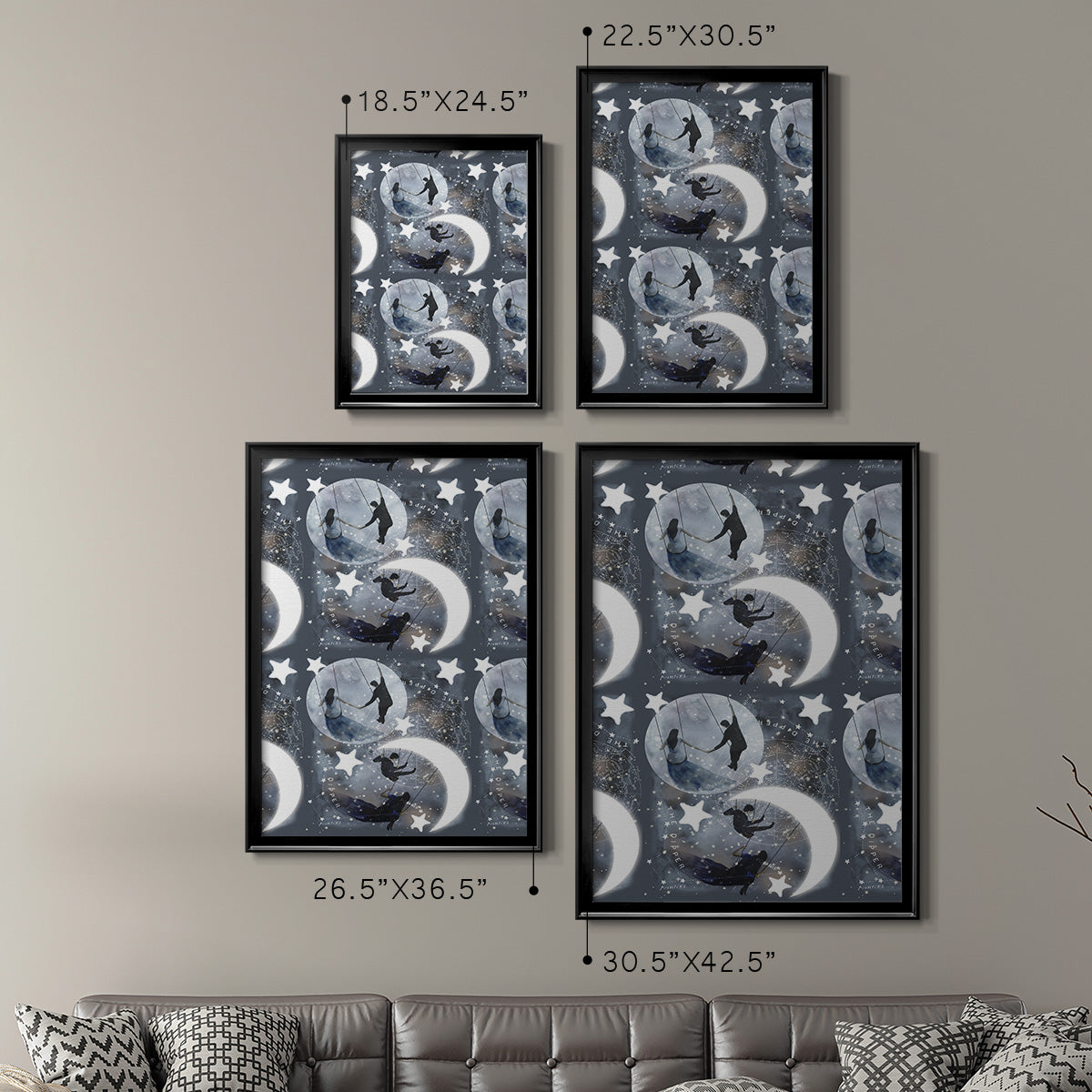 Celestial Love Collection E - Modern Framed Canvas Print