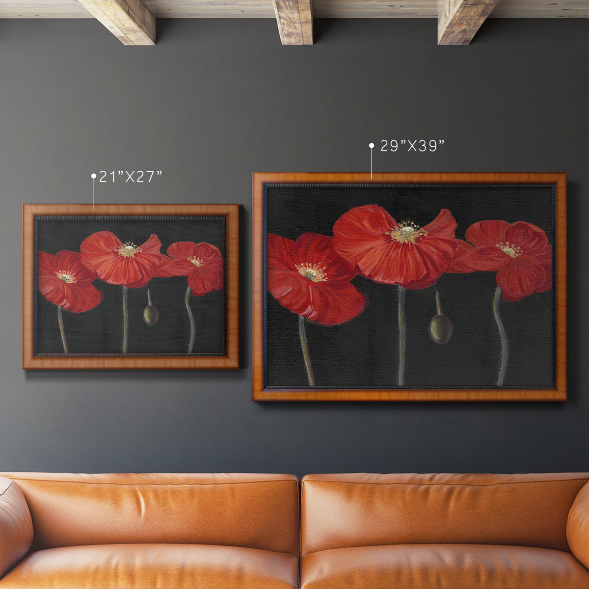 Poppy Trio I Premium Framed Canvas- Ready to Hang