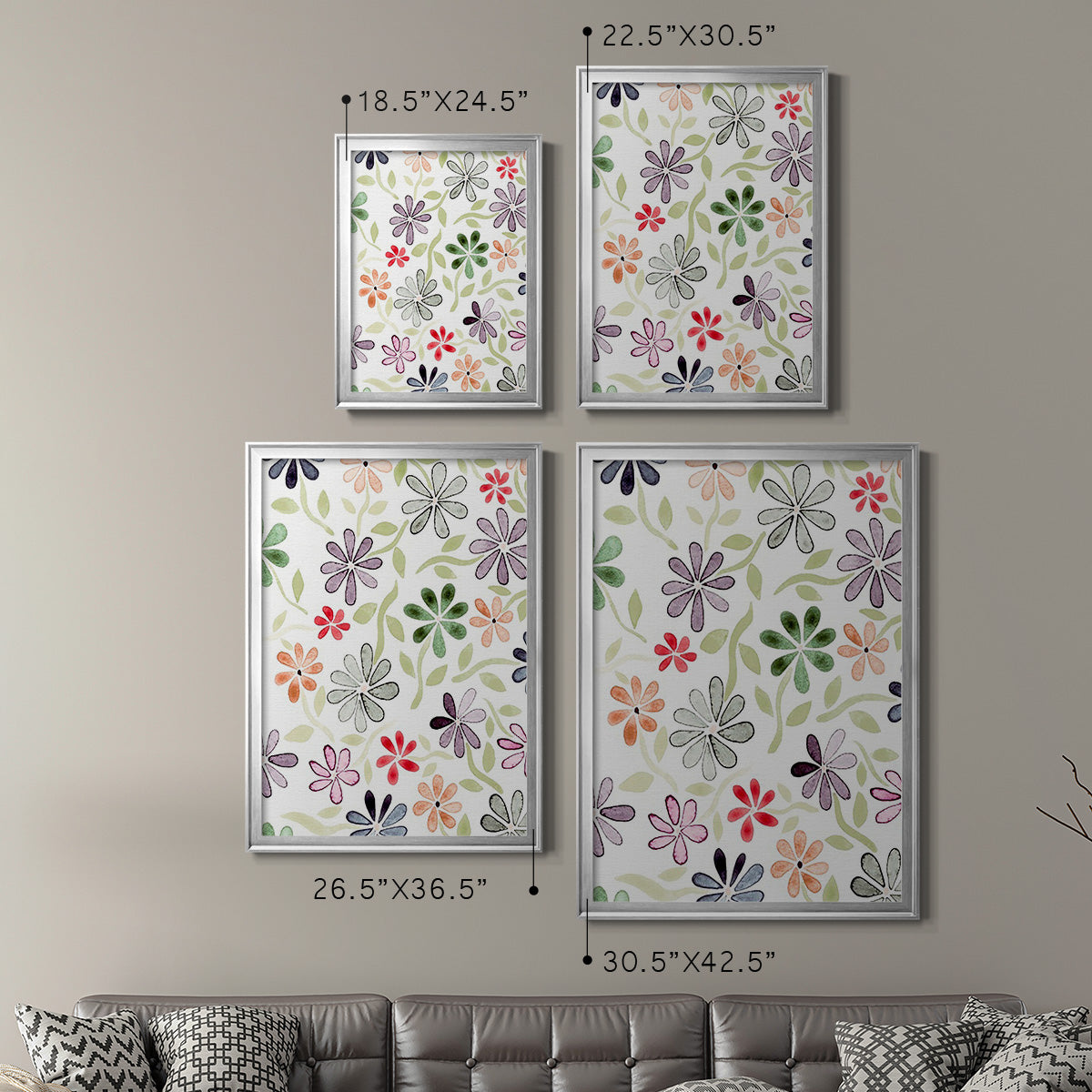 Faded Flowers II - Modern Framed Canvas Print