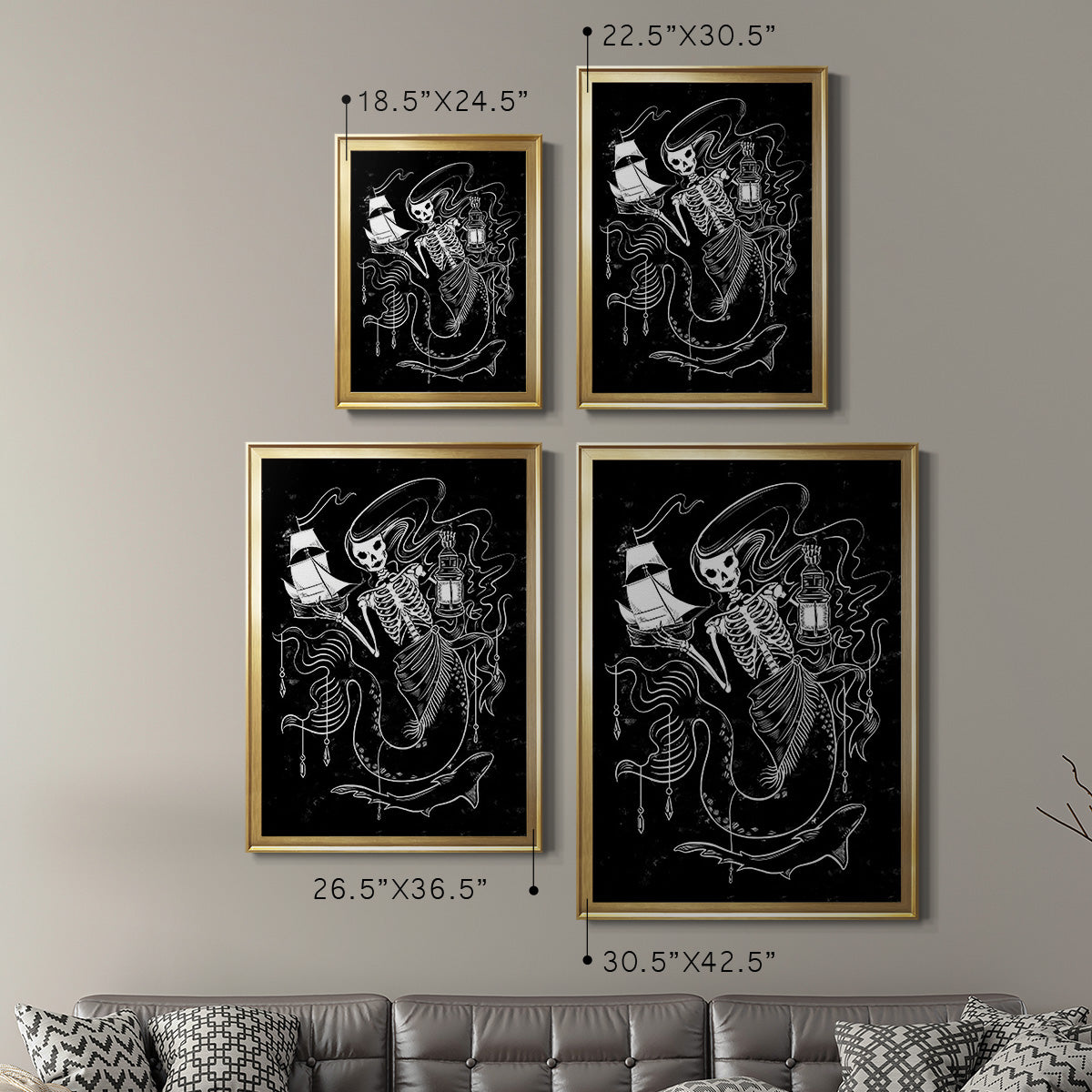 Pirate Mermaids I - Modern Framed Canvas Print