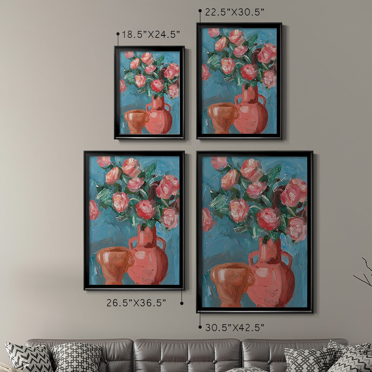 Rosa Blooms I - Modern Framed Canvas Print