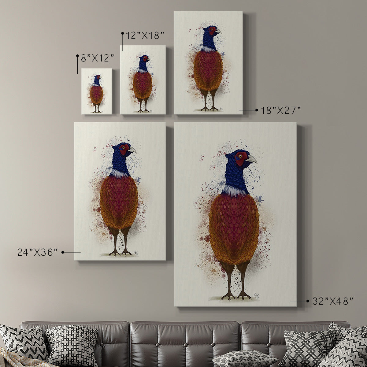 Pheasant Splash 3 Premium Gallery Wrapped Canvas - Ready to Hang