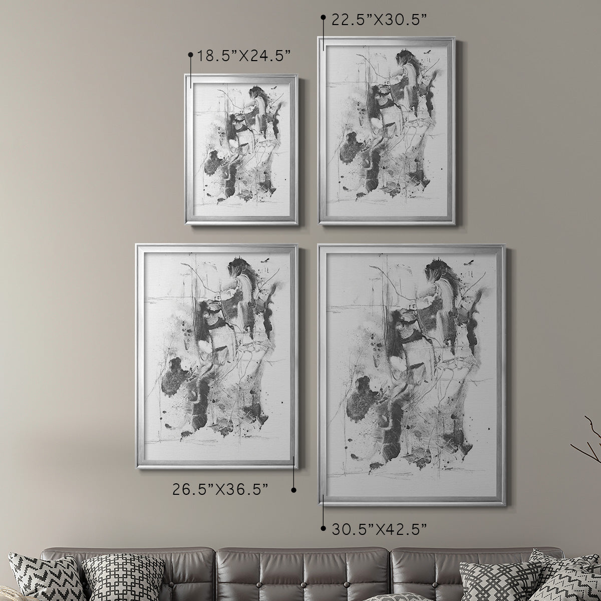 Graphite Abstract I - Modern Framed Canvas Print