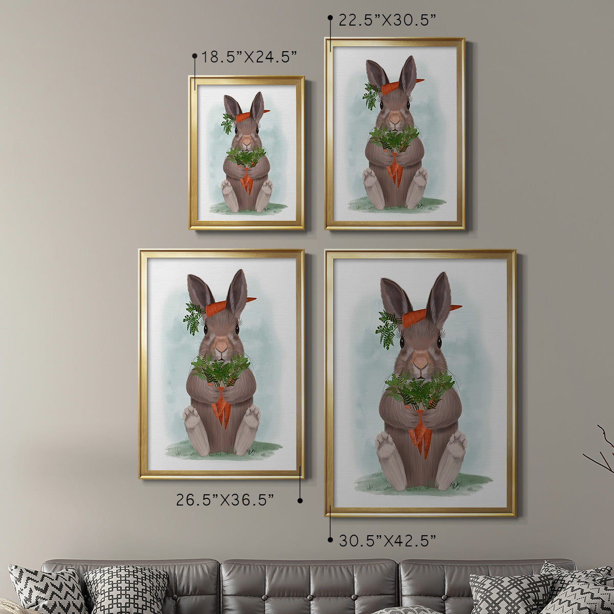 Rabbit Carrot Hug - Modern Framed Canvas Print