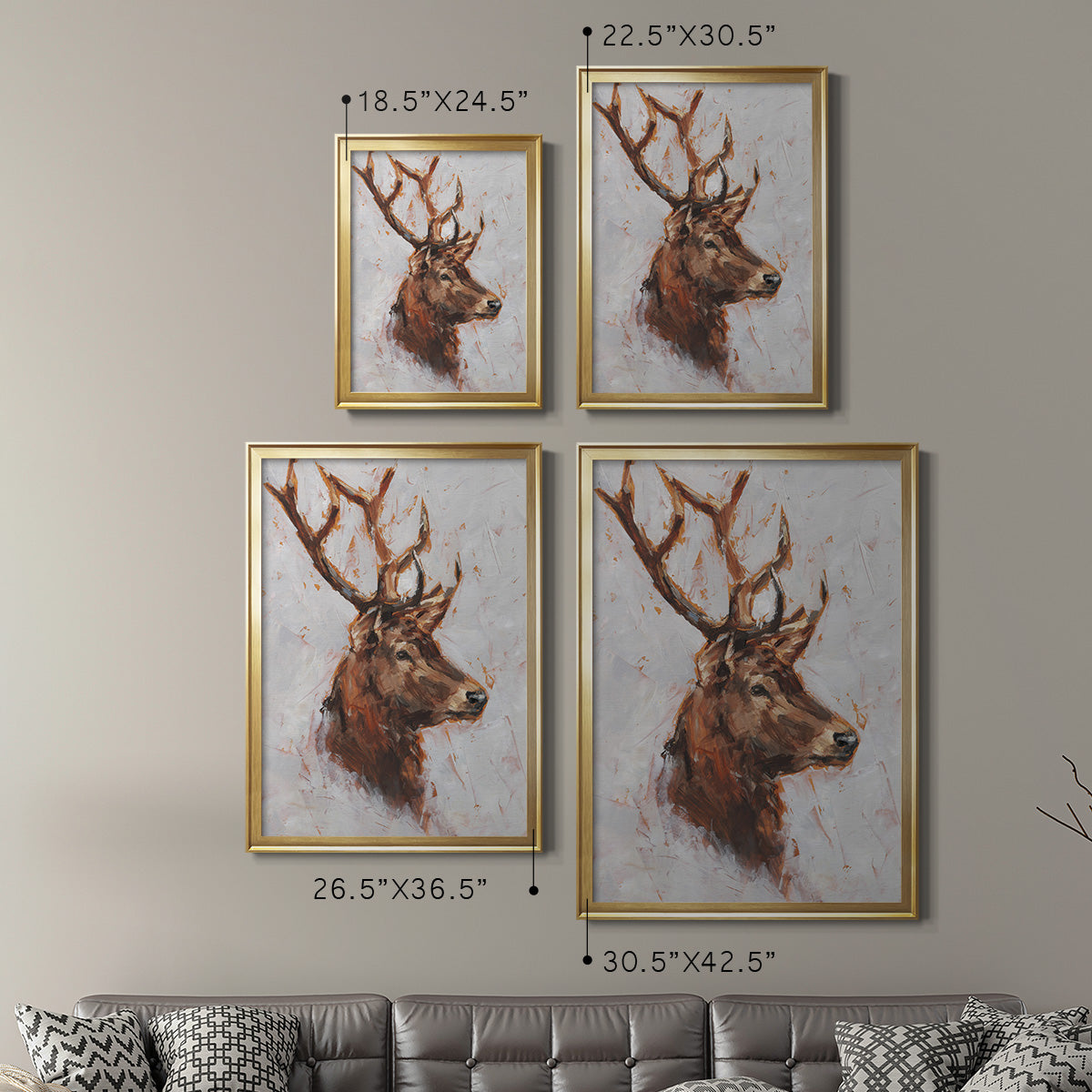 Stag Study II - Modern Framed Canvas Print