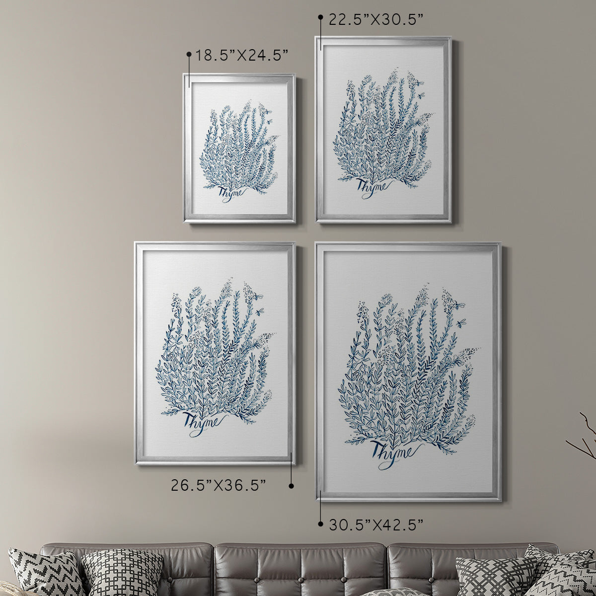 Summer Herb Garden Sketches IV - Modern Framed Canvas Print